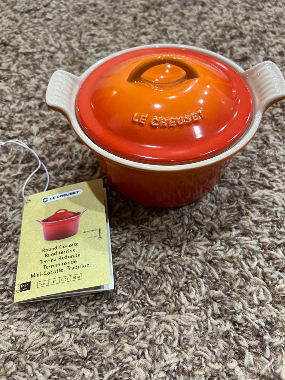 New Le Creuset Orange Gradient Mini Round Cocotte 20 oz